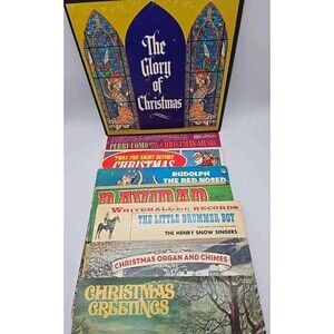 Vintage Vinyl Christmas Albums Nostalgic Records Lot of 9 Variety Adult & Child